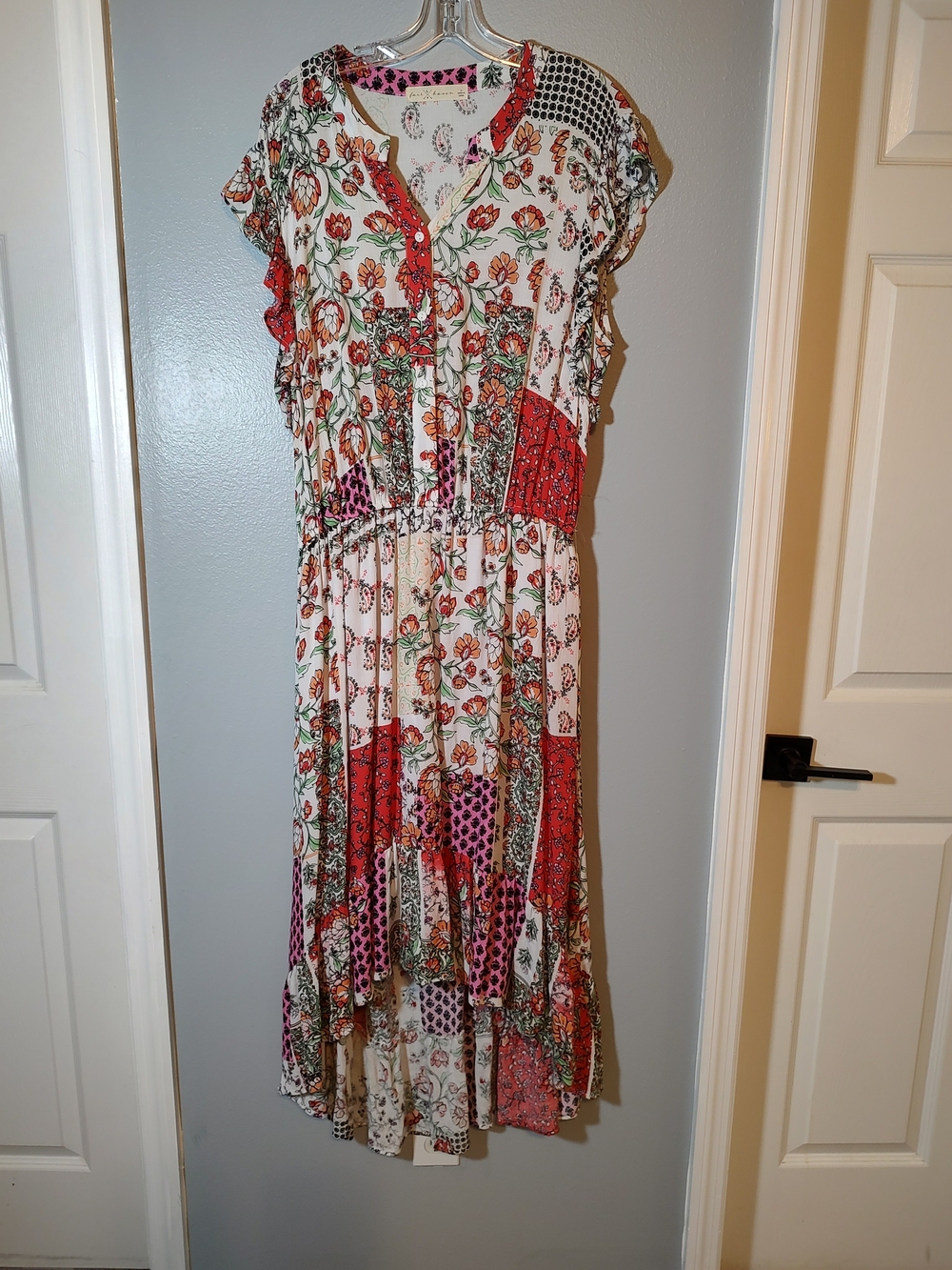 Have Patchwork Floral Maxi Dress in Red and Cream